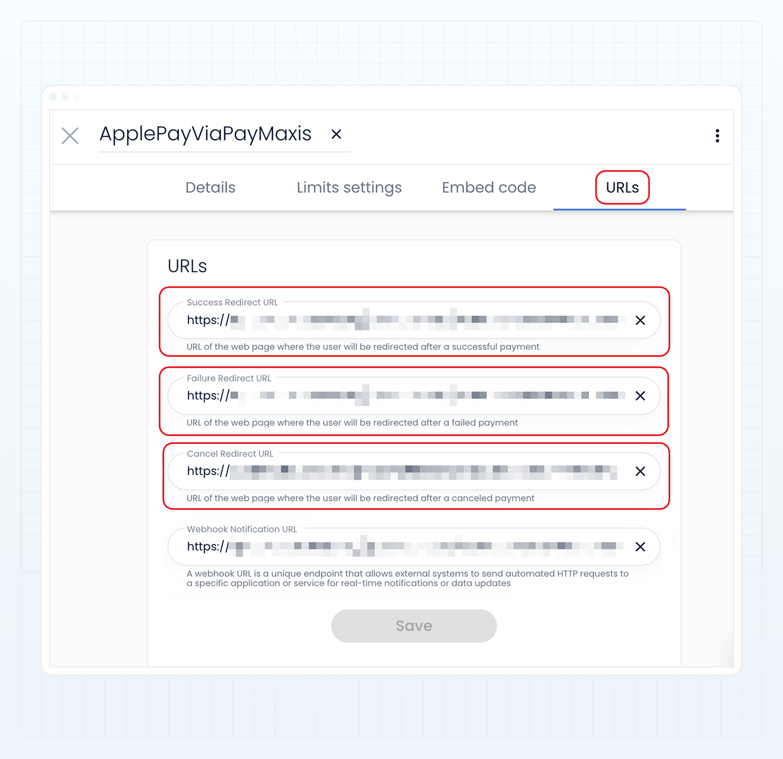Add redirect URLs for a PSP in BridgerPay
