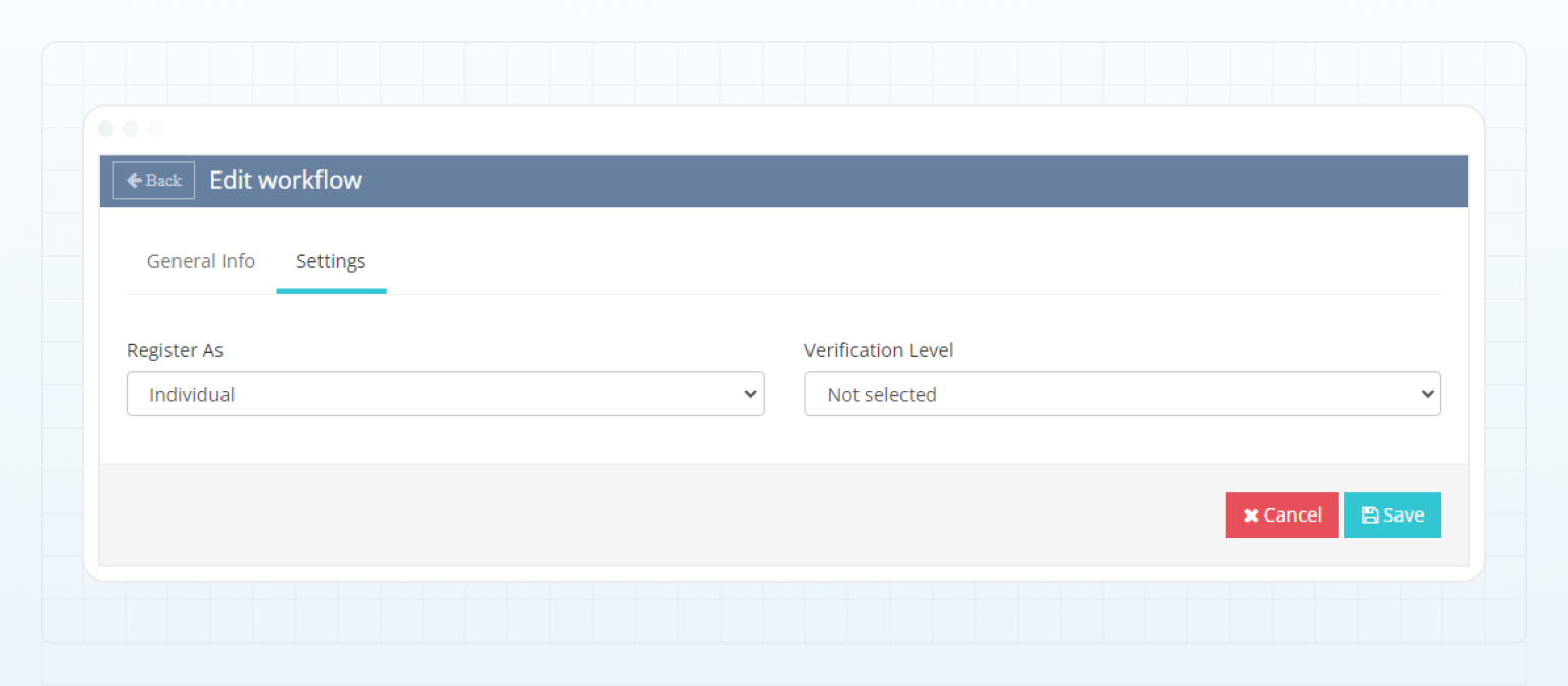 User Registration step