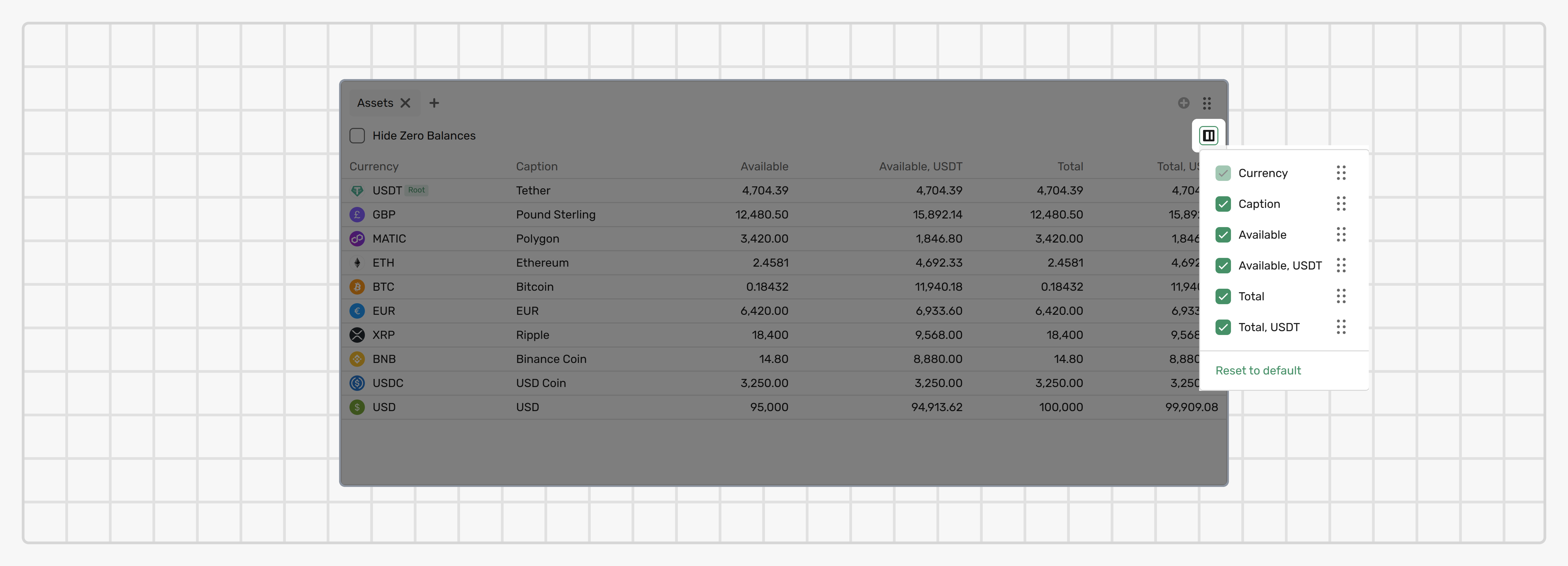 Configure columns